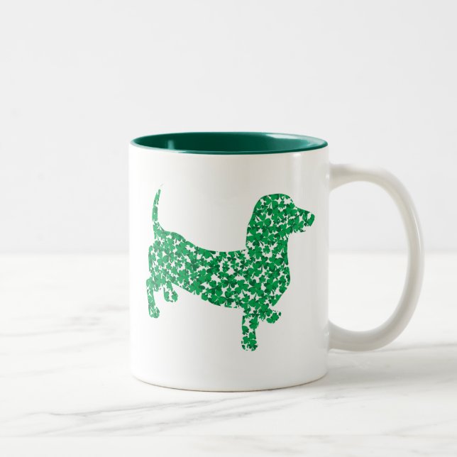 St. Patrick's Day Dackel Zweifarbige Tasse (Rechts)