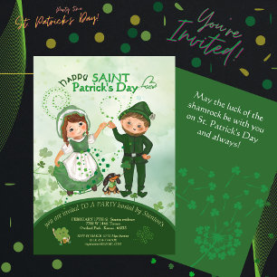 ST PATRICKS DAY Dancing Leprechauns Hand gezogen Einladung