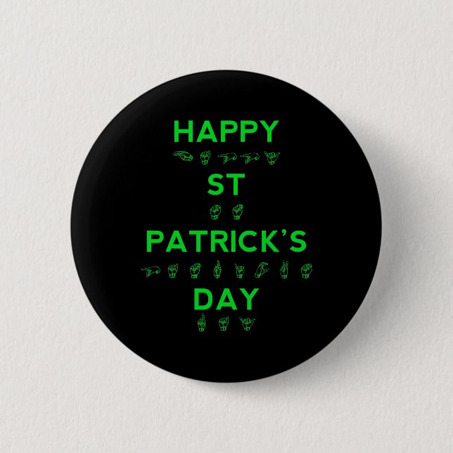 St Patricks Day Deaf Pride Sign Language Asl Aware Button (Vorderseite)