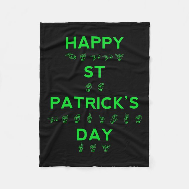 St Patricks Day Deaf Pride Sign Language Asl Aware Fleecedecke (Vorderseite)