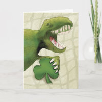 St. Patricks Day Dinosaur Holding Kleeblatt