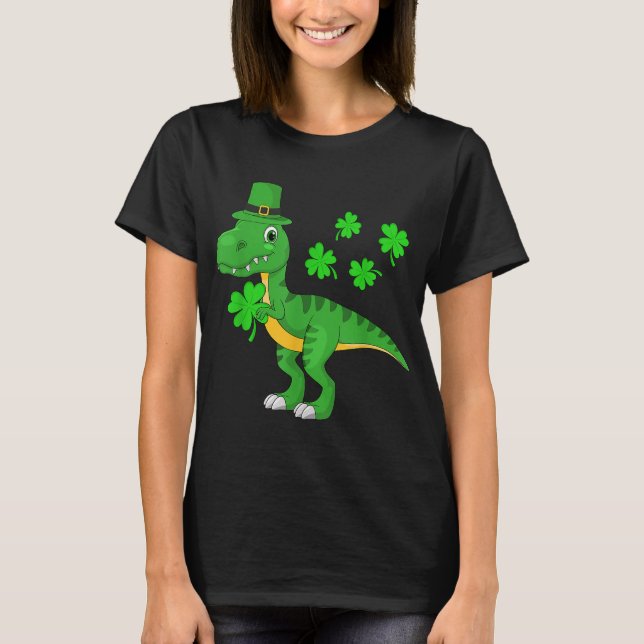 St Patricks Day Dinosaur Kleeblatt Leprechaun Hat  T-Shirt (Vorderseite)