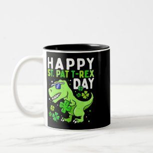 St Patricks Day Dinosaur Kleeblatt Leprechaun Hat Zweifarbige Tasse