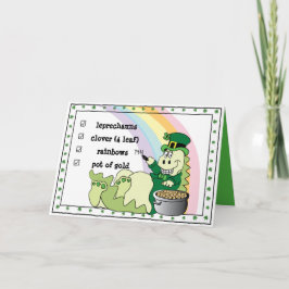 St. Patricks Day Dinosaur Leprechaun Karte