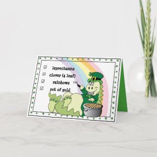 St. Patricks Day Dinosaur Leprechaun Karte