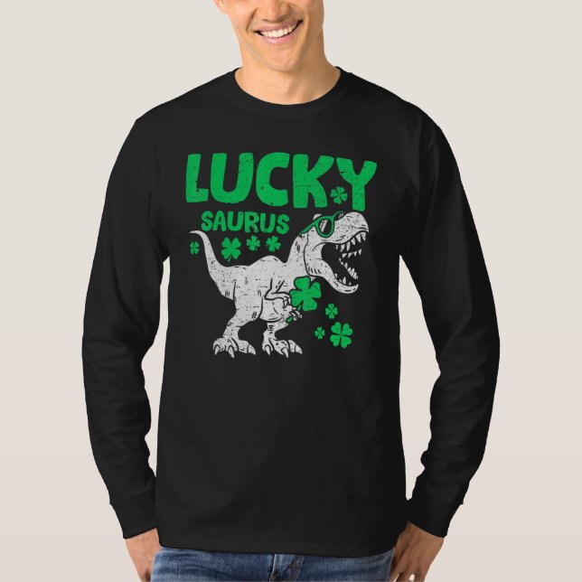 St Patricks Day Dinosaur Shirt Boys Kids Toddler L (Vorderseite)
