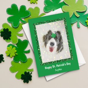 St. Patrick's Day Dog Lucky Green Shamrock Feiertagskarte