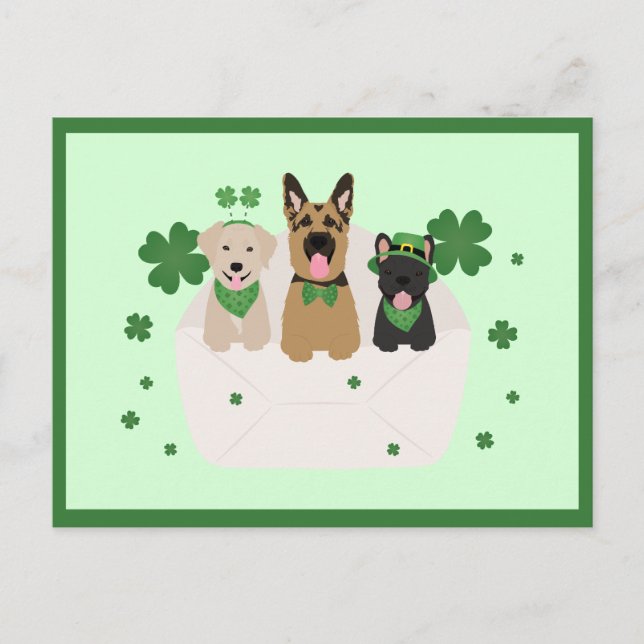 St Patricks Day Dog Mail Postkarte (Vorderseite)