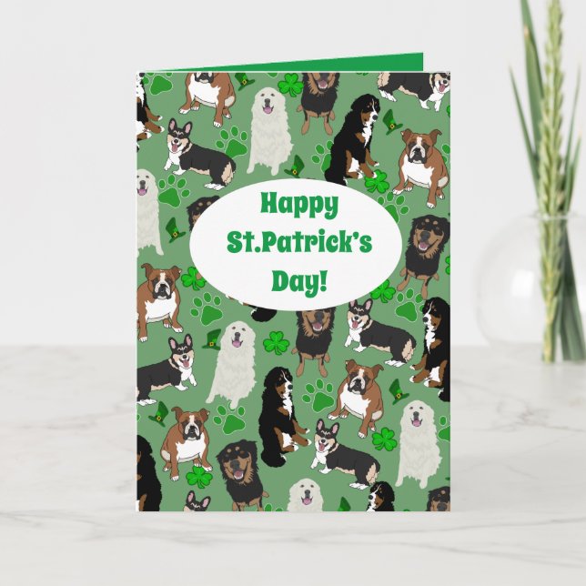 St. Patrick's Day Dog Pattern Feiertagskarte (Vorderseite)