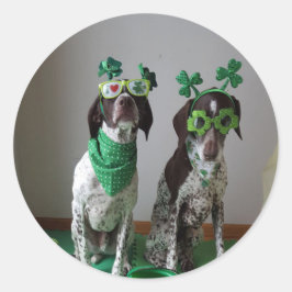 St Patricks Day Dogs Party Round Runder Aufkleber