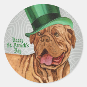St. Patrick's Day Dogue de Bordeaux Classic Runde Runder Aufkleber