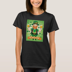 St. Patricks Day Doppel geficktes Bier Leprechaun T-Shirt