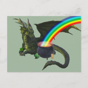 St. Patrick's Day Dragon Pot of Gold Postkarte