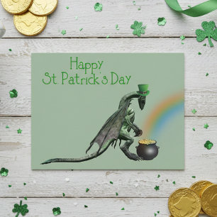 St. Patrick's Day Dragon Pot of Gold Postkarte
