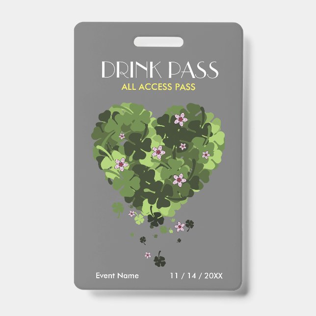 St. Patrick's Day Drink Pass Abzeichen Ausweis (Vorderseite)