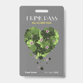 St. Patrick's Day Drink Pass Abzeichen Ausweis