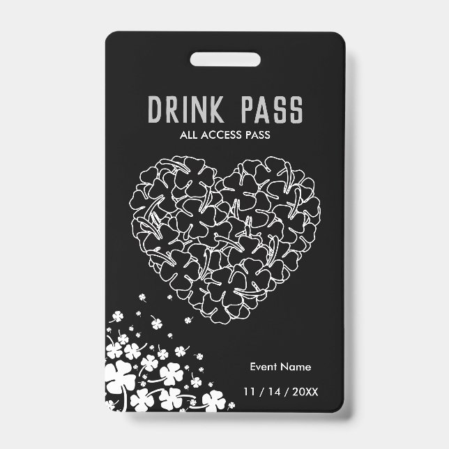 St. Patrick's Day Drink Pass Abzeichen Ausweis (Vorderseite)