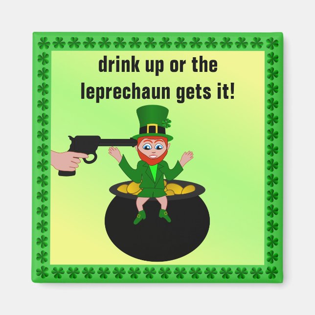 St Patrick's Day Drink Up Square Magnet (Vorne)