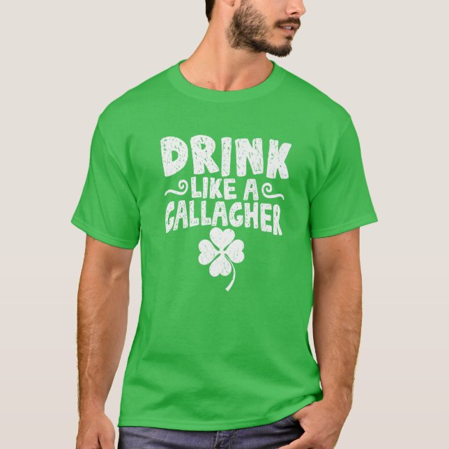 St. Patrick's Day Drinking Gallagher Irish Shamroc T-Shirt (Vorderseite)