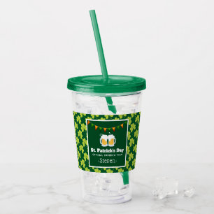St. Patrick's Day Drinking Team Clover Pattern Acryltrinkbecher