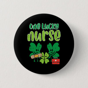 St Patricks Day Ein Glückspfleger Shamrocks Scrub  Button