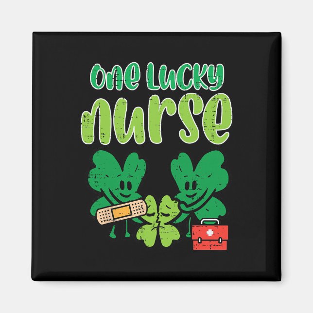St Patricks Day Ein Glückspfleger Shamrocks Scrub  Magnet (Vorne)