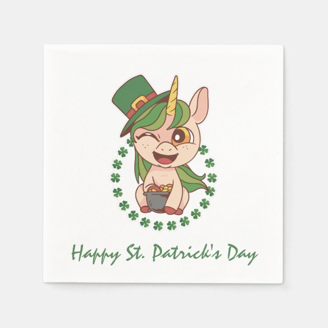 St. Patricks Day Einhorn Serviette (Vorderseite)