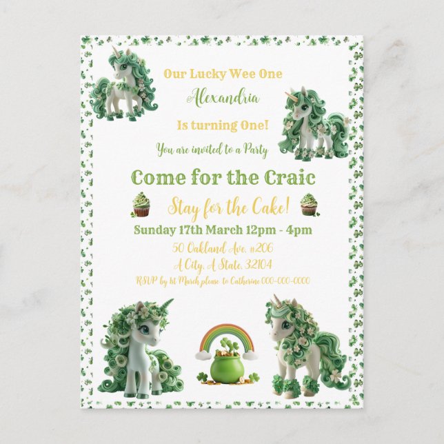St Patricks Day Einmal Einladung Postkarte (Vorderseite)