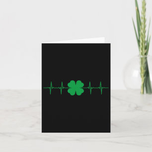 St Patricks Day Ekg Herzschlag Kleeblatt Vier Leaf Karte