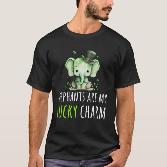 St Patrick's Day Elephant Lucky Charm Leprechaun C T-Shirt (Vorderseite)