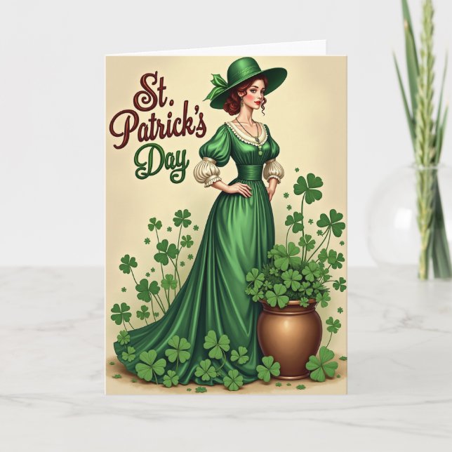 St Patricks Day Emerald Gown Card Karte (Vorderseite)