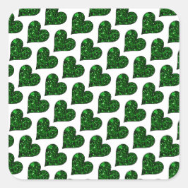 St. Patrick's Day Emerald Heart Quadratischer Aufkleber