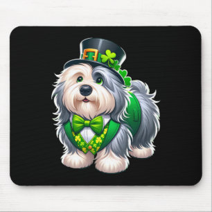 St. Patricks Day English Sheepdog Leprechaun Männe Mousepad