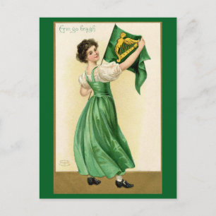 St. Patrick's Day Erin Go Bragh Vintage Dame Postkarte