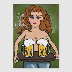 St. Patrick's Day Erin Go Braless Magnetkarte