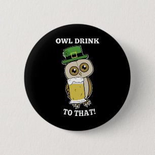 St. Patricks Day Eule Trinken Auf Den Lustigen Button