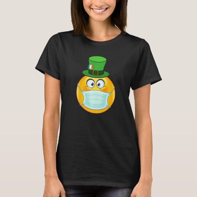 St Patrick's Day Face Mask Irish Kleeblatt On Hat  T-Shirt (Vorderseite)