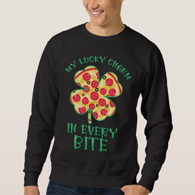 St Patrick's Day Fast Food Shamrock Pizza Saint Pa Sweatshirt (Vorderseite)