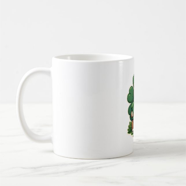St Patricks Day Faultier Vintage Glücksklee Kunst  Kaffeetasse (Links)