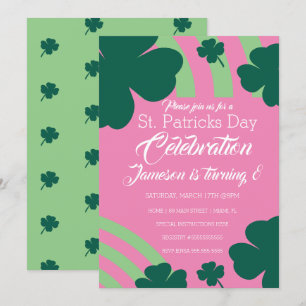 St. Patricks Day Feier Shamrock Grün Regenbogen Einladung