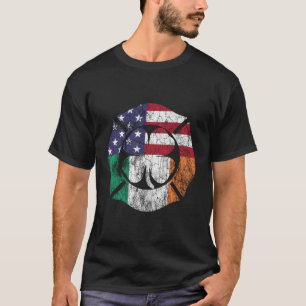 St Patrick's Day Feuerwehrmann Irish American Flag T-Shirt