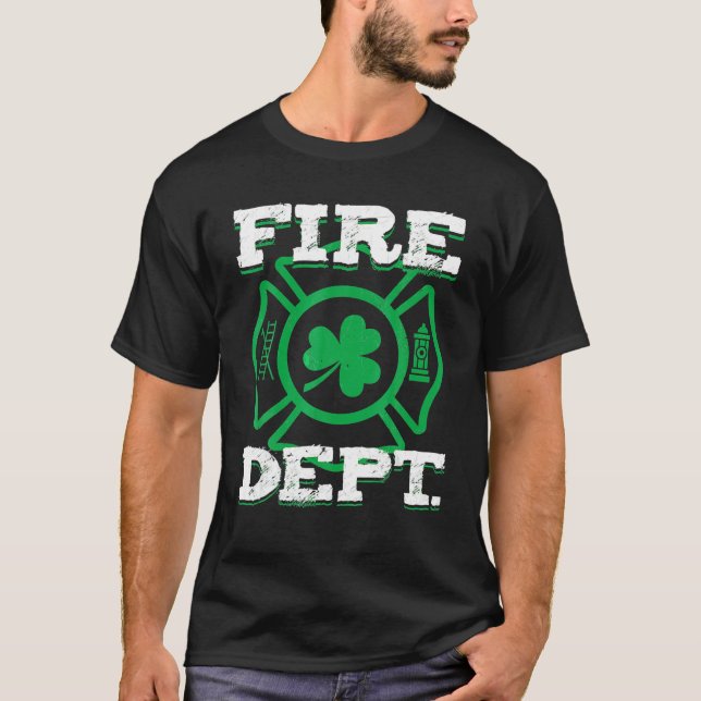 St Patrick's Day Fire Dept Feuerwehrmann Kleeblatt T-Shirt (Vorderseite)