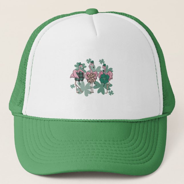 St Patricks Day Flamingo Truckerkappe (Vorderseite)