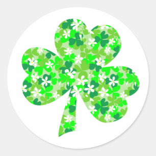 St Patrick's Day Floral Kleeblatt Runder Aufkleber