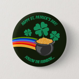 St. Patrick's Day folgen dem Regenbogenknopf Button