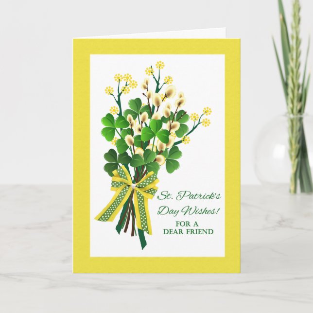 St Patrick's Day for Friend mit Kleeblatt Bouquet Karte (Vorderseite)