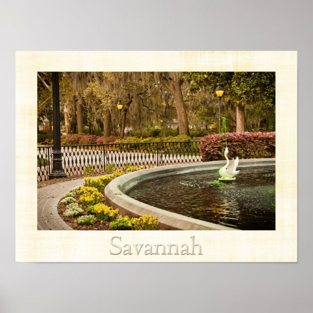 St Patrick's Day - Forsyth Fountain, Savannah, GA Poster (Vorne)