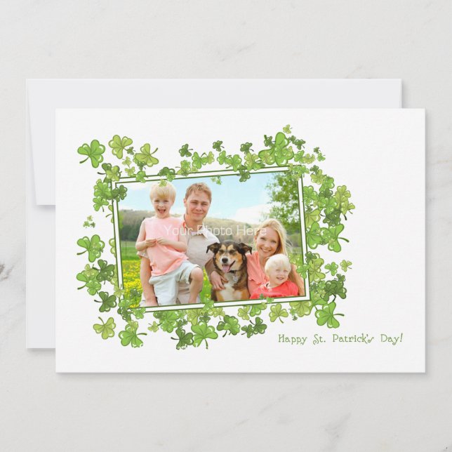 St. Patrick's Day Foto Card, Kleeblatt Frame Karte (Vorderseite)