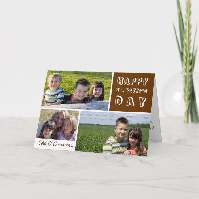 St. Patricks Day Foto Collage Green Kleeblatt Karte (Vorderseite)