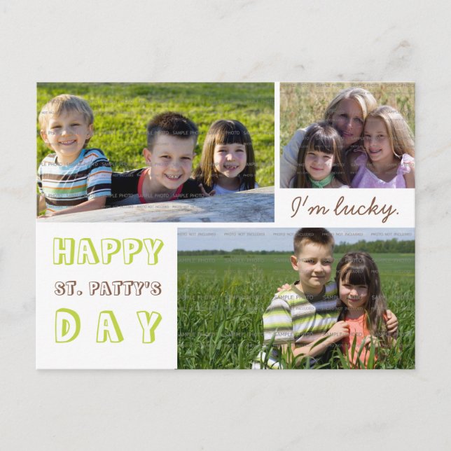 St. Patrick's Day Foto Collage Postcard Vorlage Postkarte (Vorderseite)